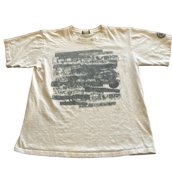 Quiksliver Mens Size Small Beige Logo Print Tee Shirt - Picture 3 of 7